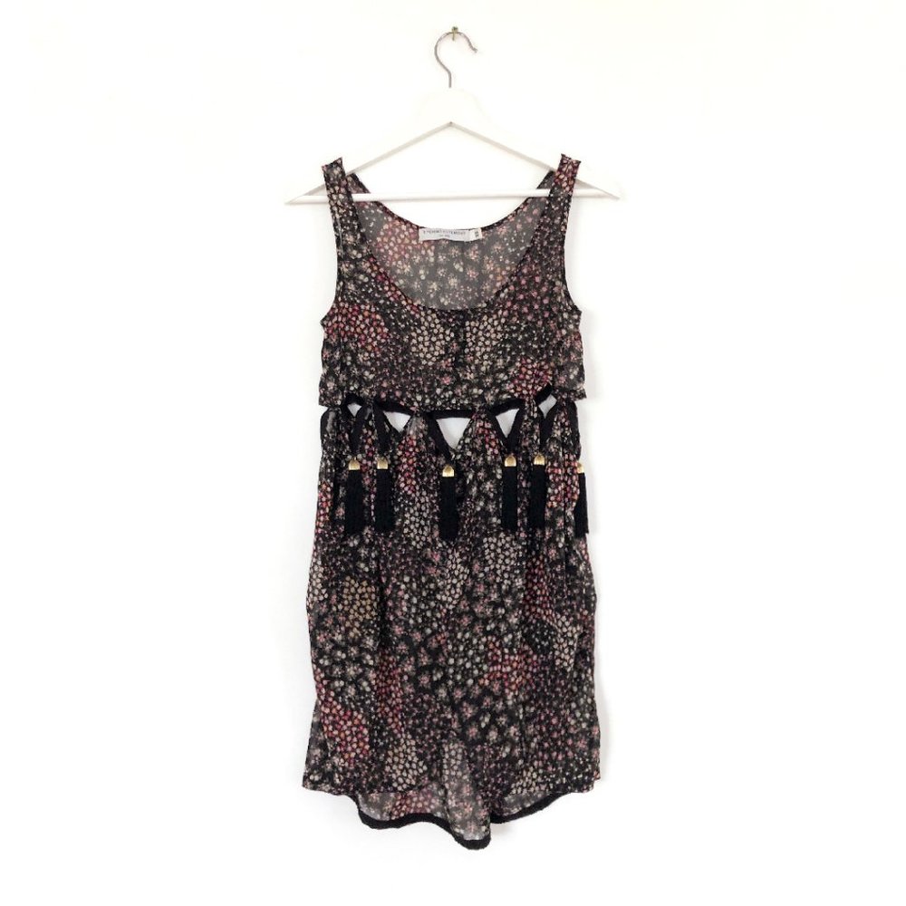 Opening Ceremony floral print cut out tassel dress
